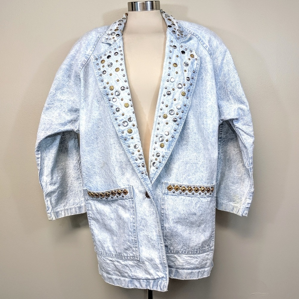 Western Glam Vintage 80's Bedazzled Jean Jacket - Picture 4 of 8